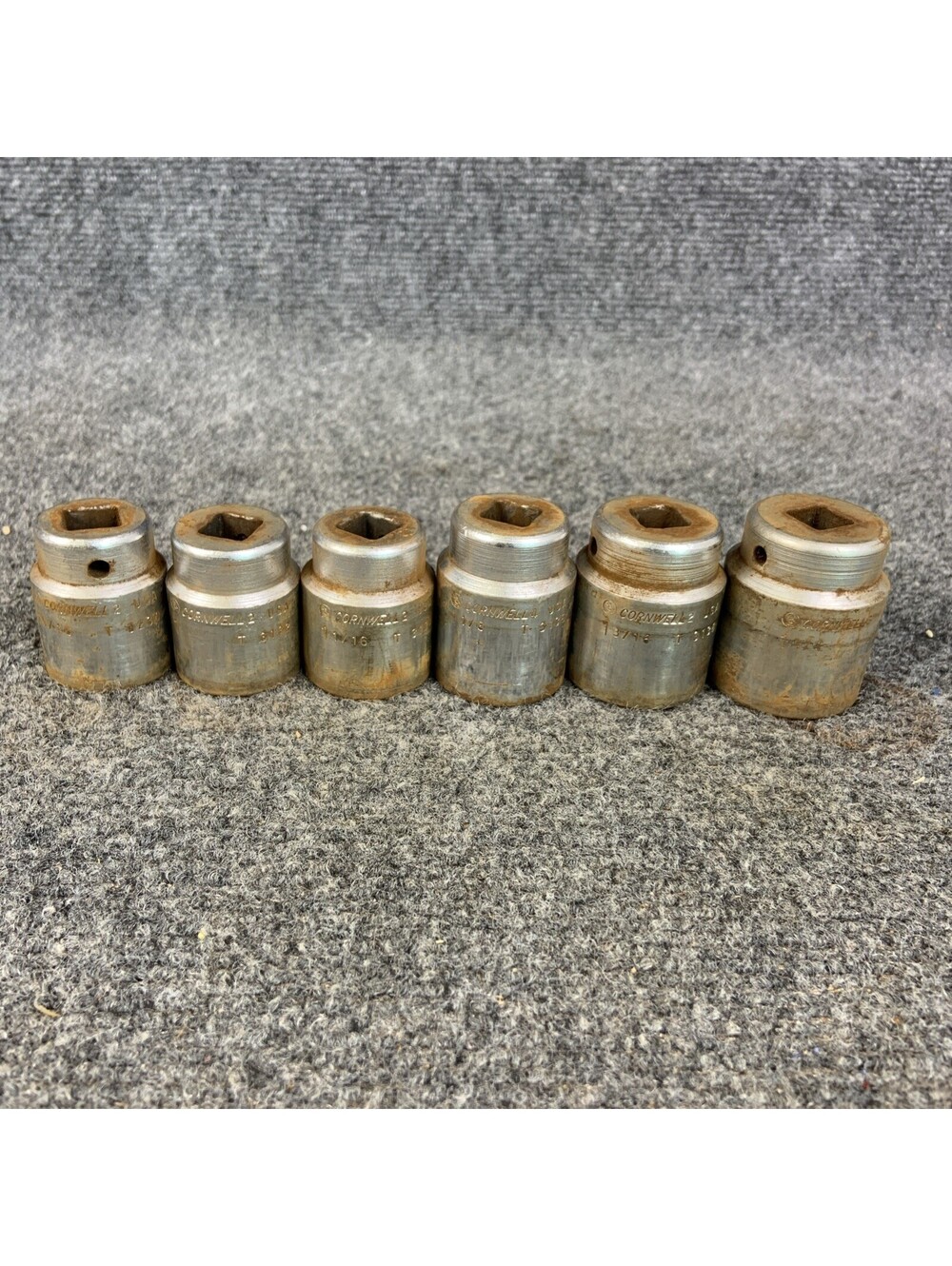 Lot of 6 Cornwell Tools 1/2" Drive 12 Point Sockets 15/16 - 1 1/4